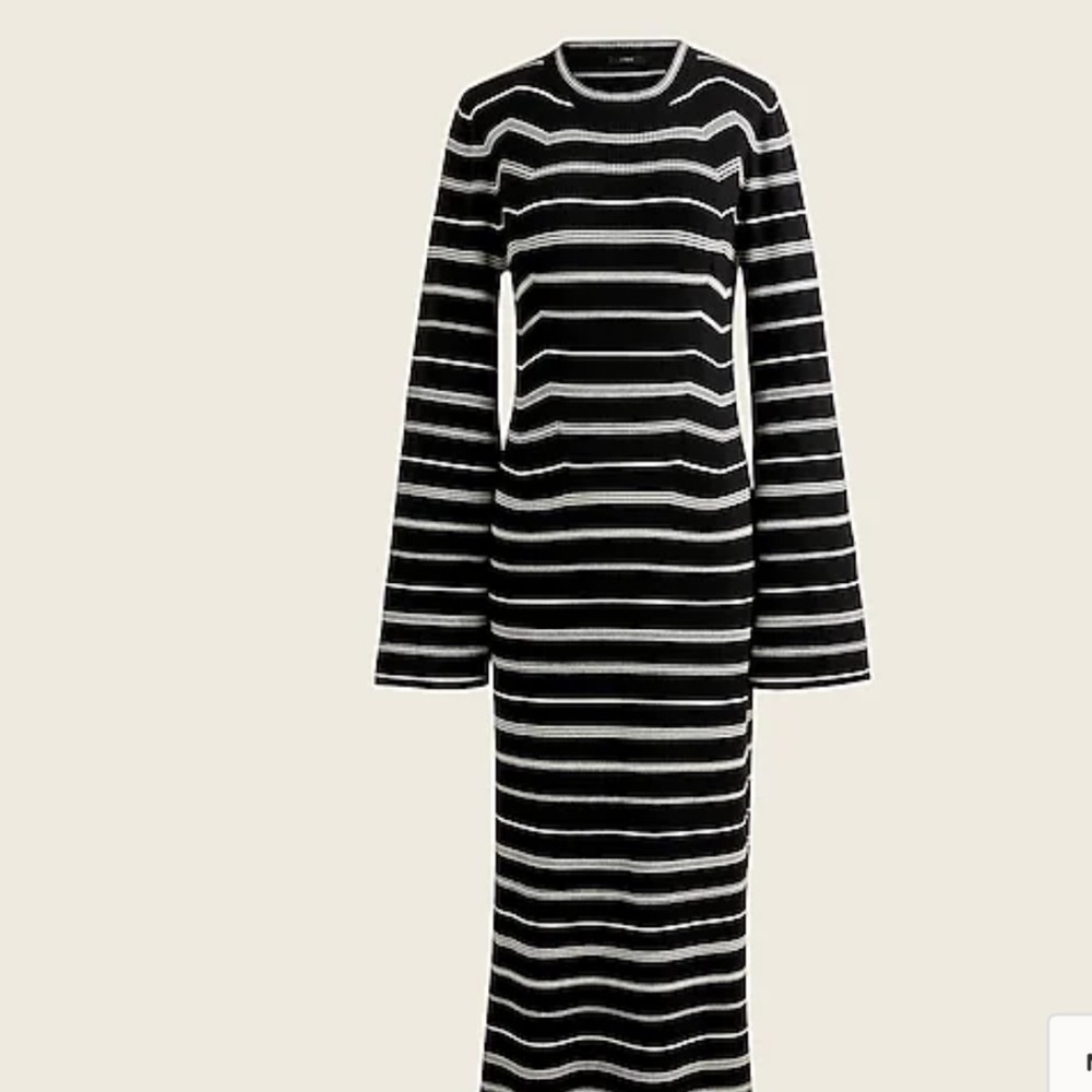 NWT J Crew Large Dress Black White Stripes Knit Dress